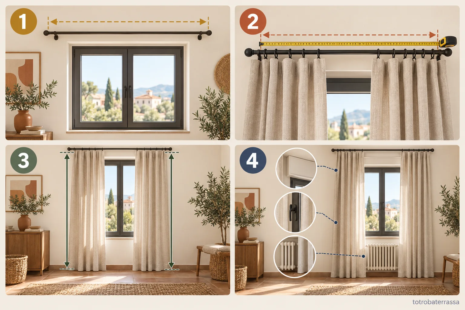Guía visual para medir correctamente una ventana antes de elegir cortinas.
